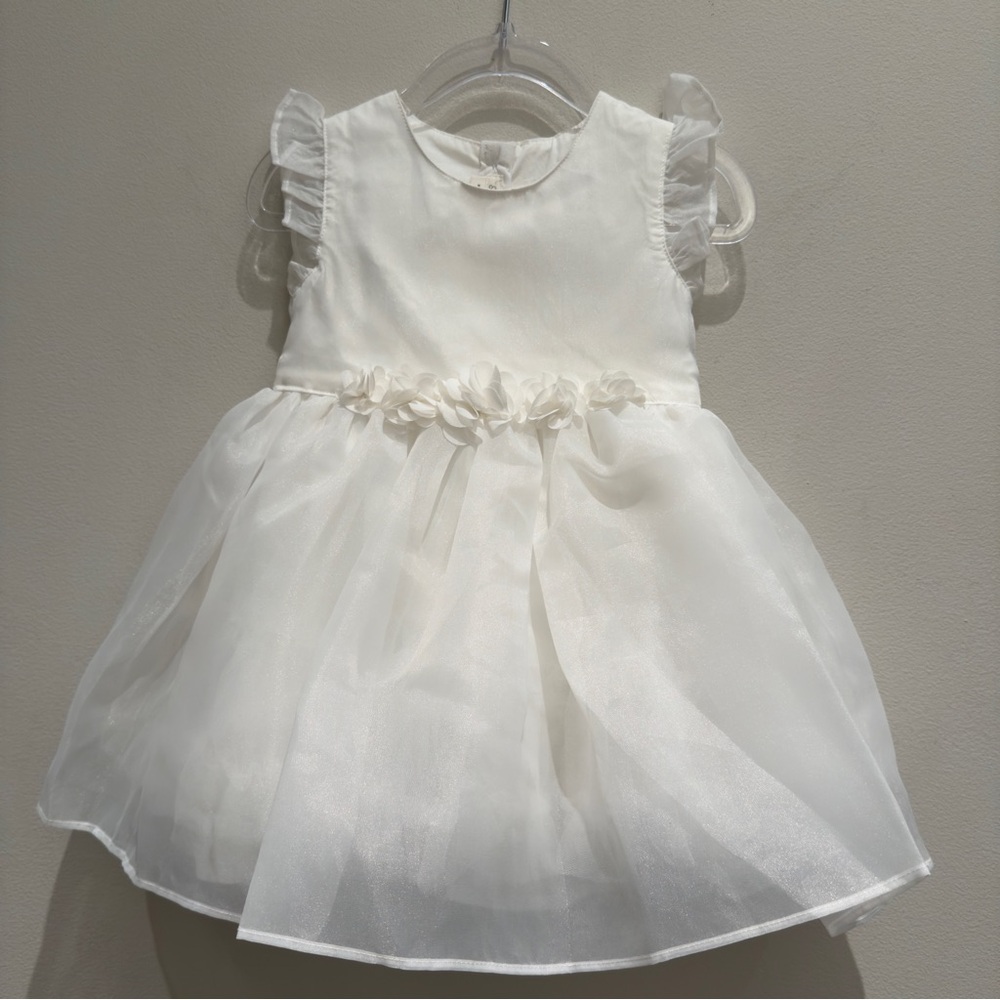 Mamas & Papas Elegant White Baby Dress with Floral Details 12-18 Months